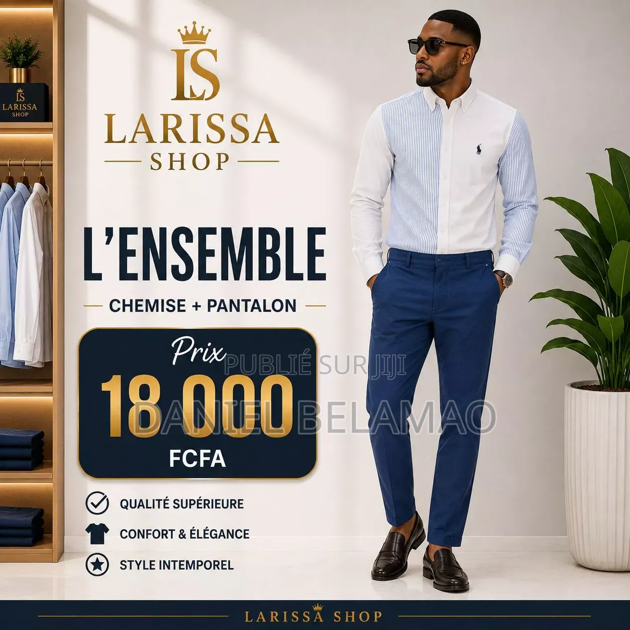 Ensemble Chemise +Pantalon Pour Homme