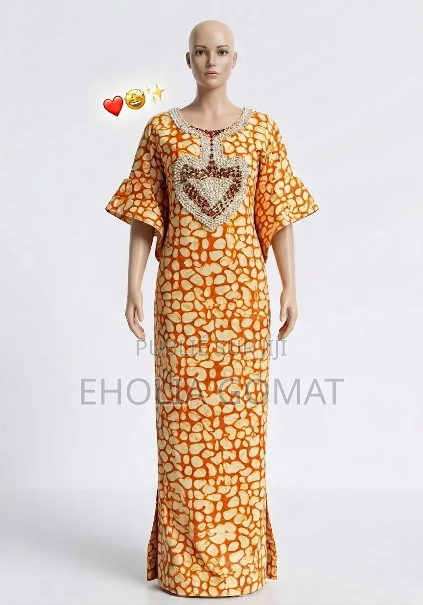 Sublime Robe Boubou Béninoise – Broderie Perlée & Élégance