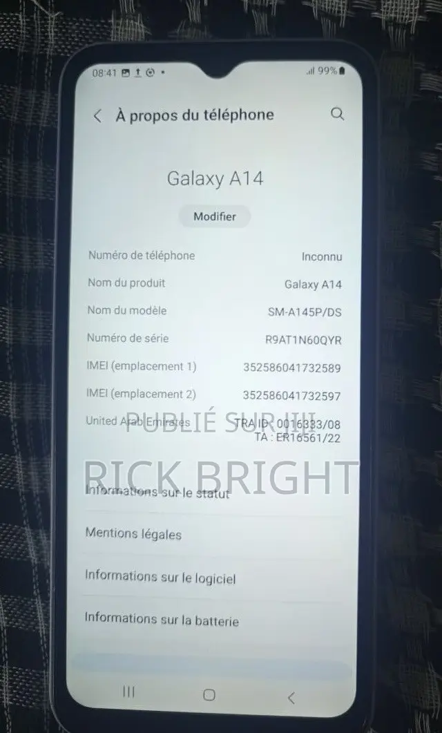 Nouveau Samsung Galaxy A14 128 GB Argenté