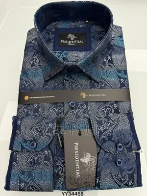 Chemise Homme PRESIDENTIAL Manches Longues Bleu Marine