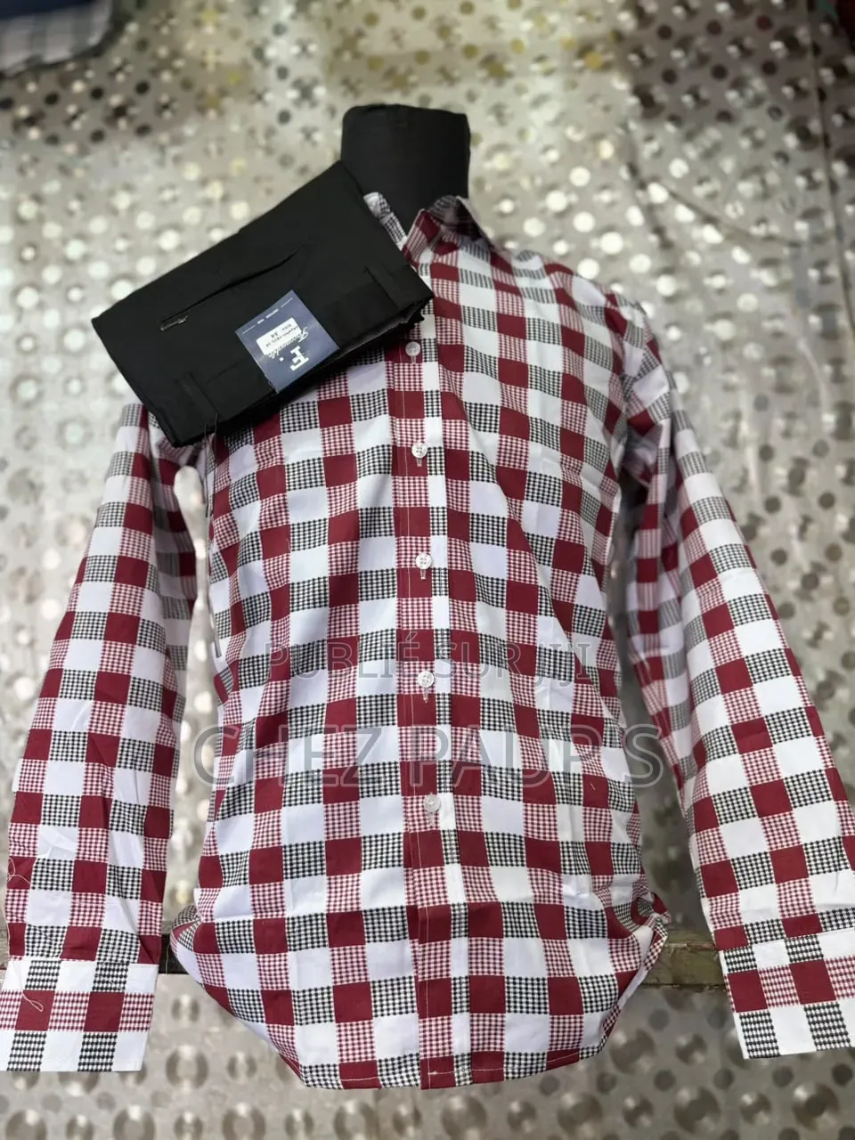 Ensemble Homme Chemise Rayée + Pantalon Gris