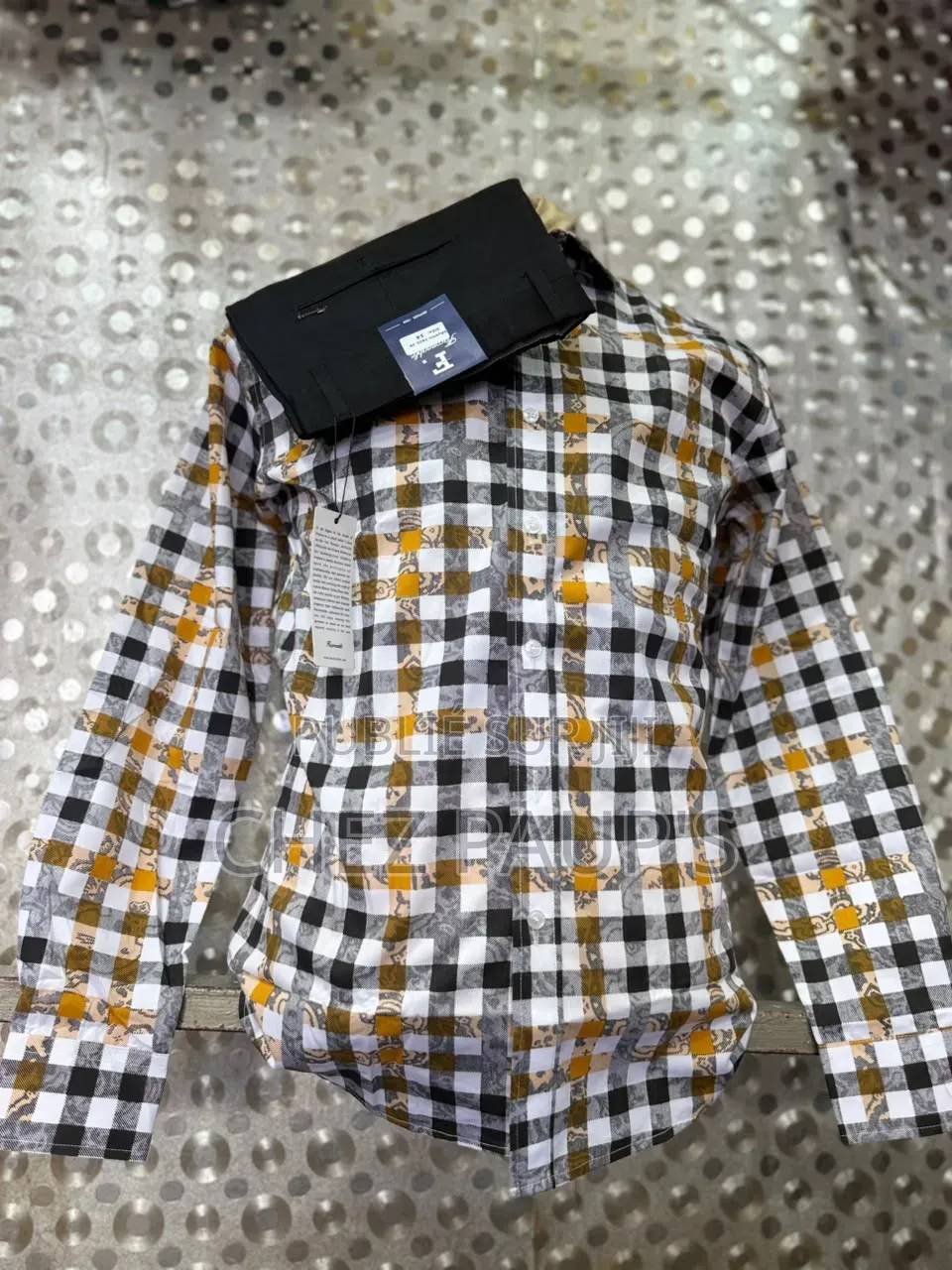 Ensemble Homme Chemise Rayée + Pantalon Gris