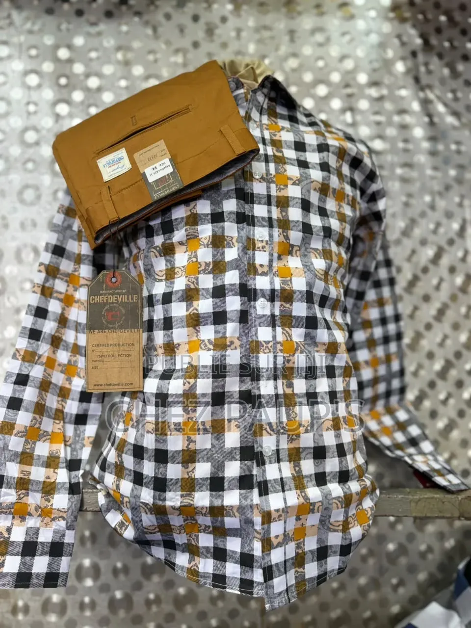 Ensemble Homme Chemise Rayée + Pantalon Gris