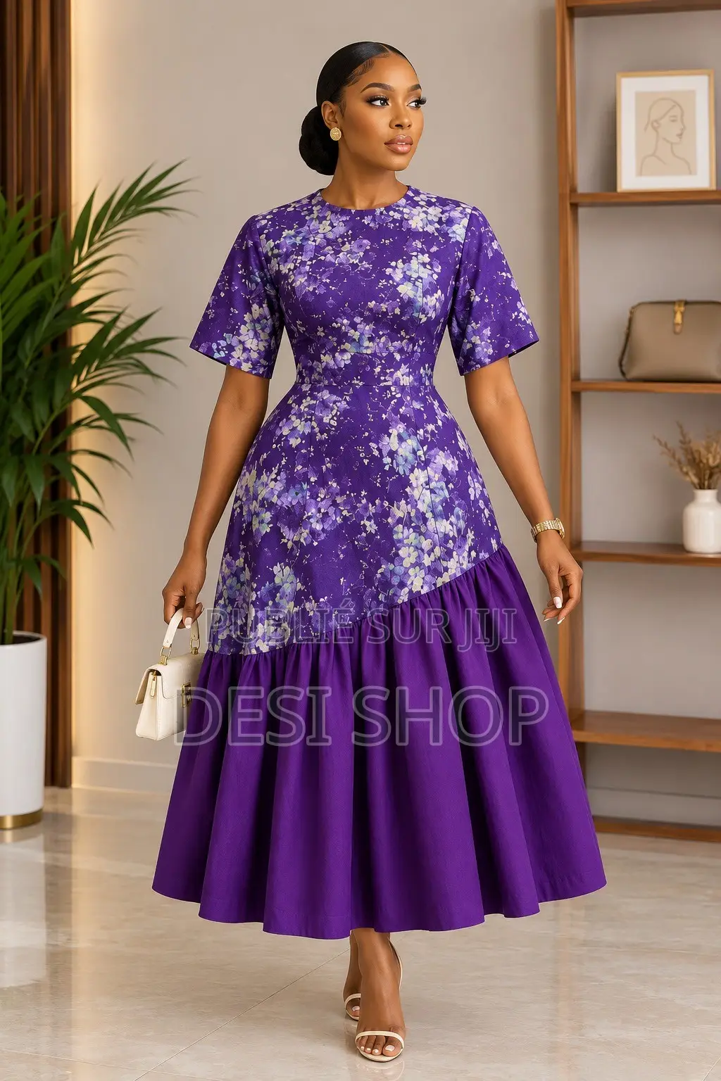 Robe Pour Femme en Tissu Adhiré