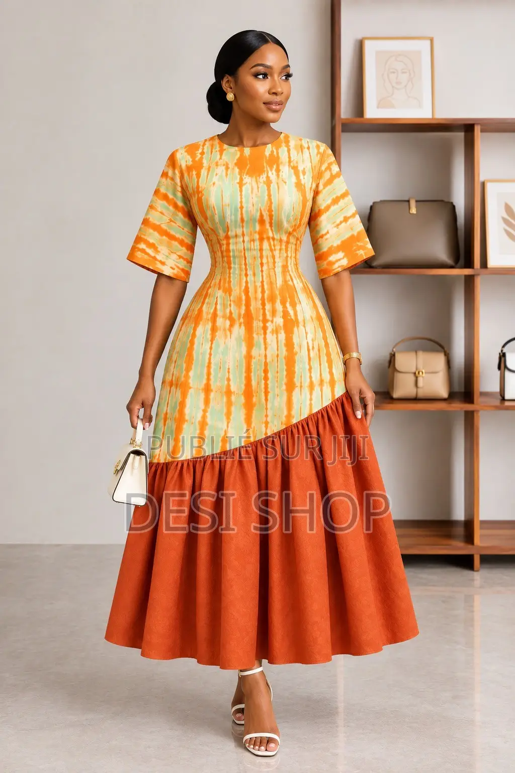 Robe Pour Femme en Tissu Adhiré