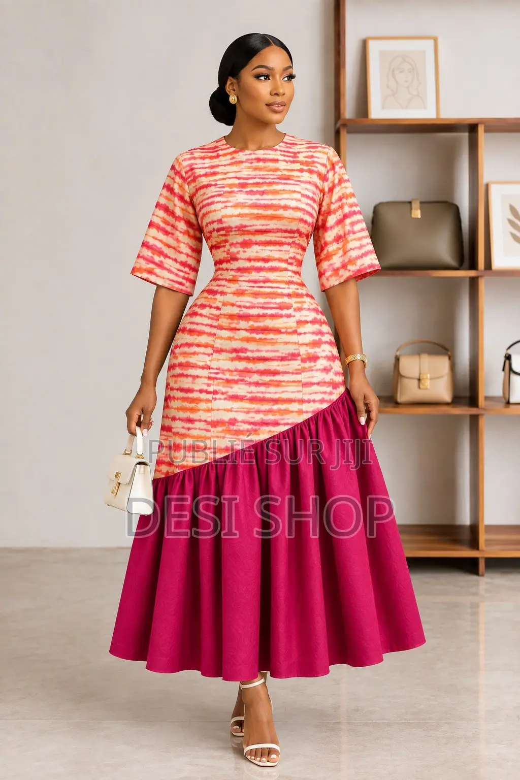 Robe Pour Femme en Tissu Adhiré