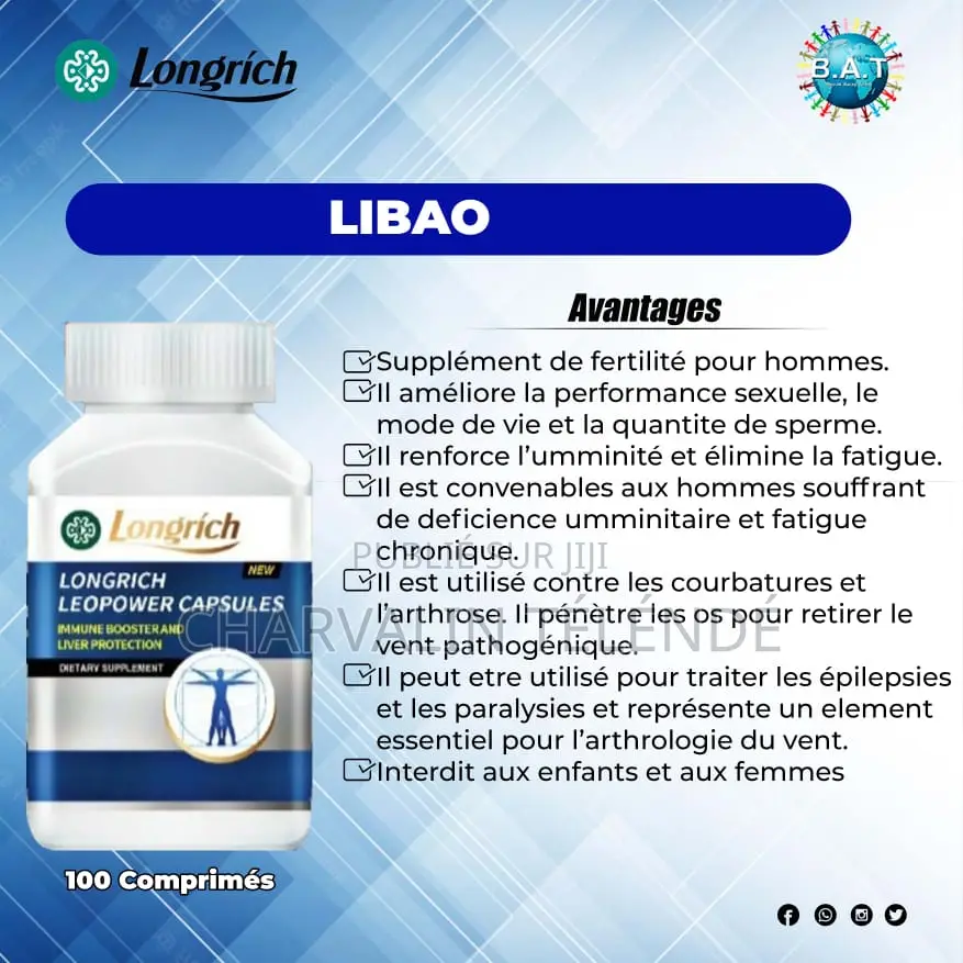 LIBAO – Complément Alimentaire – 100 Comprimés