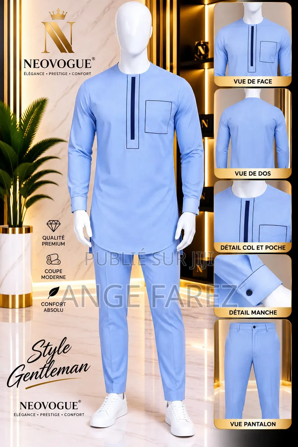 Tuniques Homme Couleur Blanche Bleu Gris