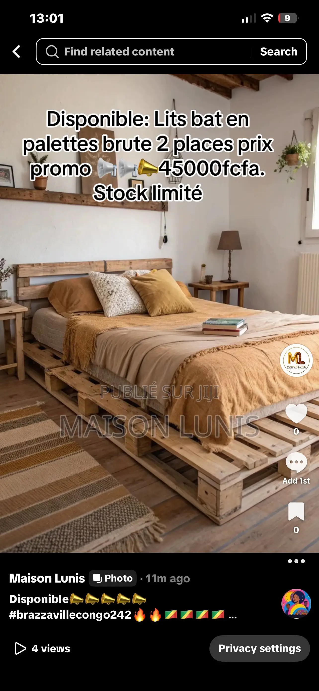 Lit 2 Places en Palettes