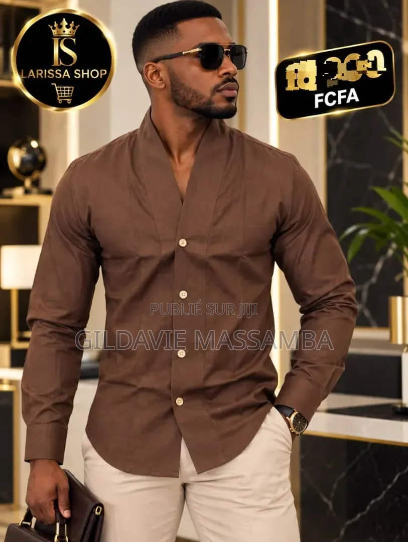 Chemise Sans Col Élégant