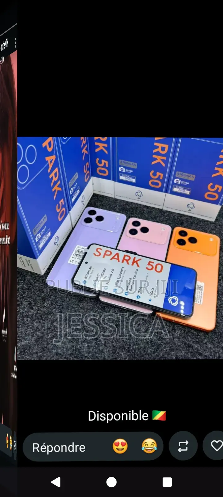 Nouveau Tecno Spark 50 128 GB Noir