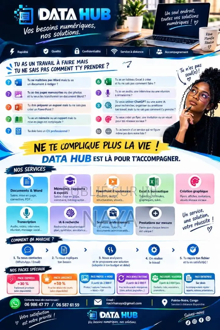 DATA HUB: Vente De Services Bureautique Et Informatique