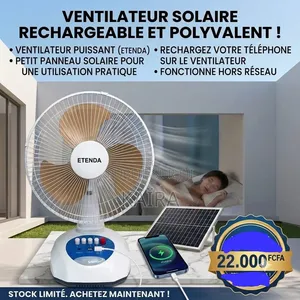 Ventilateur Rechargeable Avec Panneau Solaire