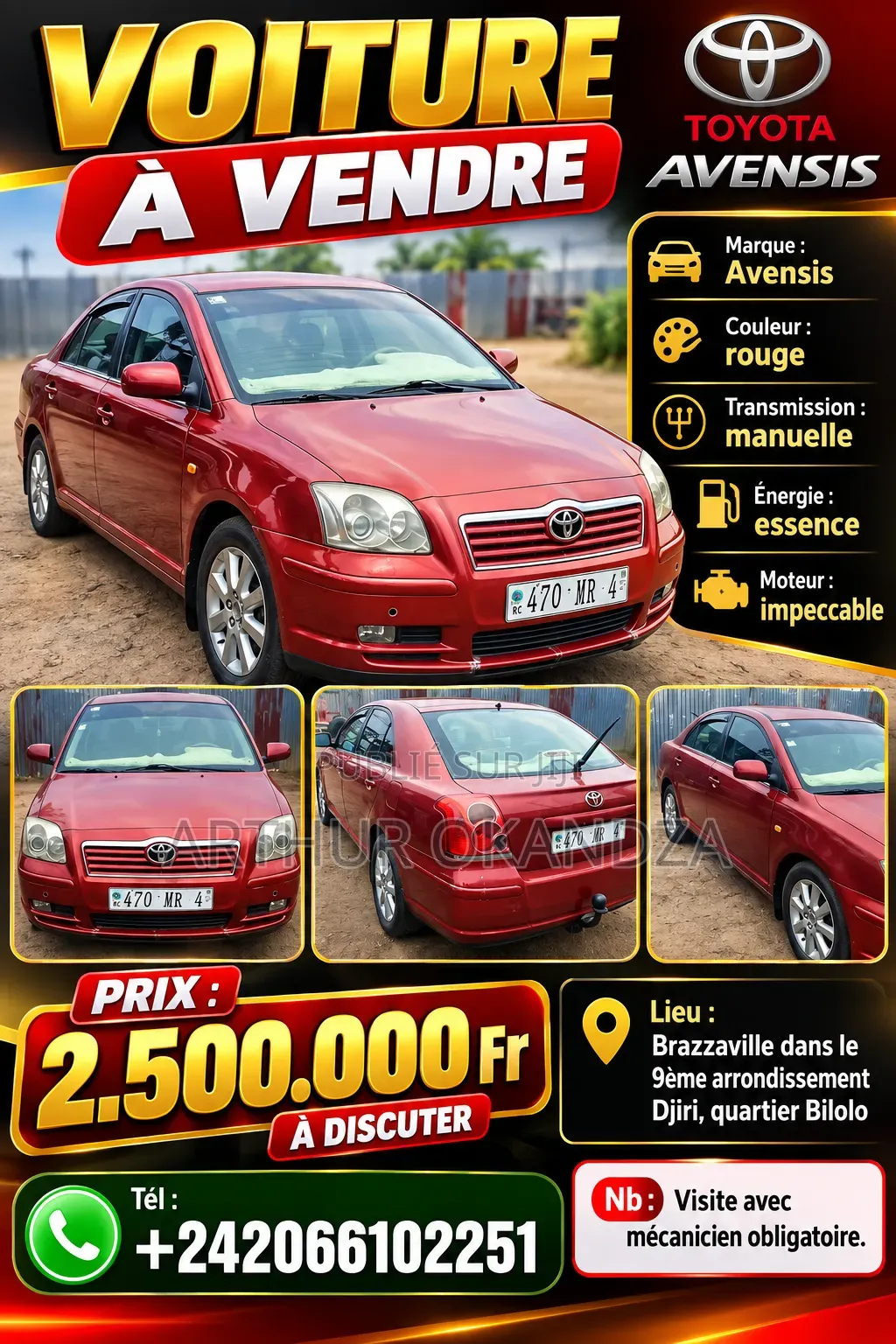 Toyota Avensis 2016 Rouge