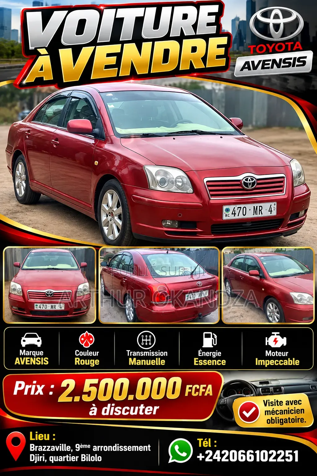 Toyota Avensis 2016 Rouge