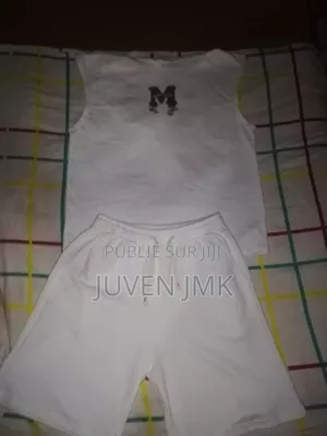 Ensemble 2 Pièces Blanc Homme T-Shirt Sans Manche +Short