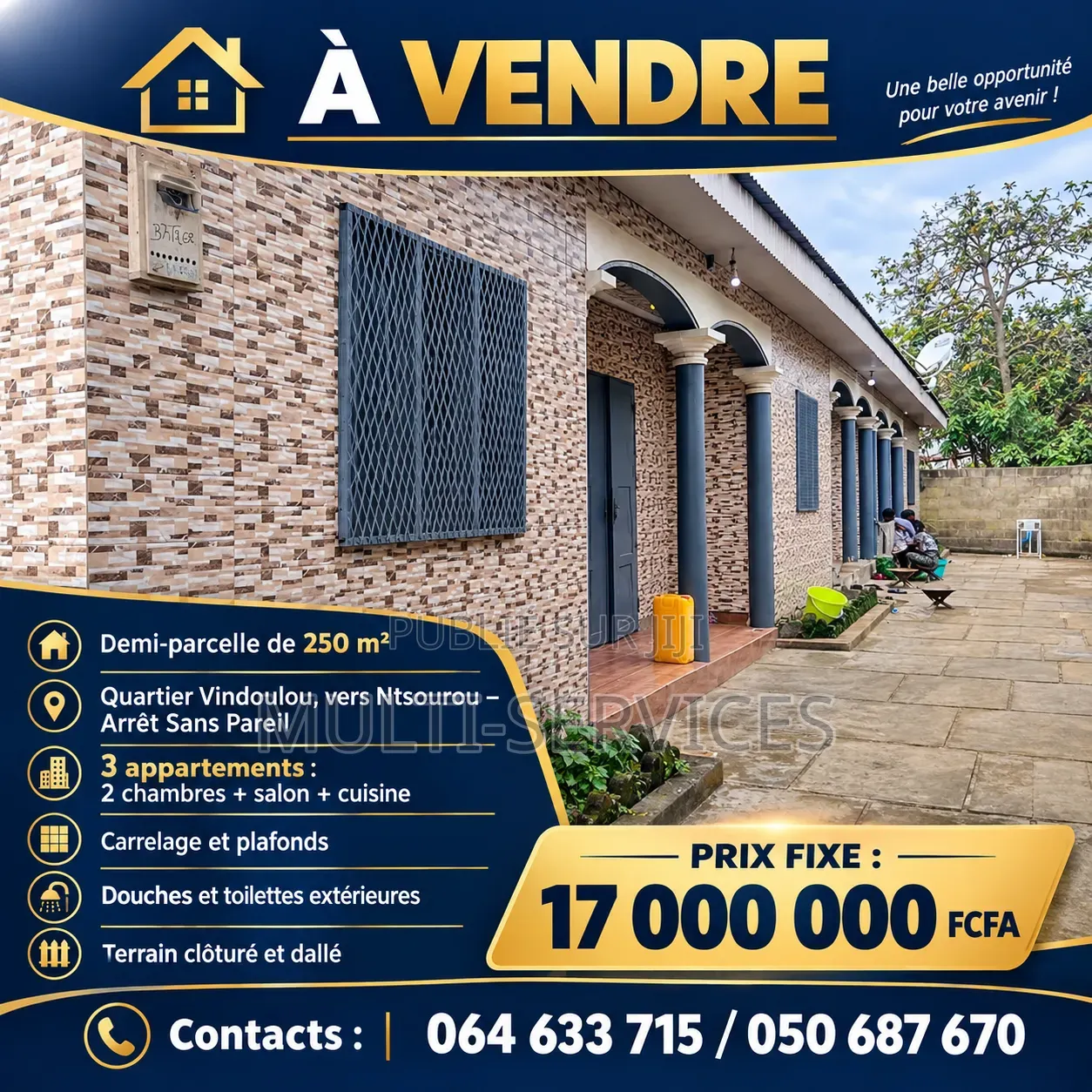 2chbre Appartement dans Multiverservices, Tié-Tié à Vendre