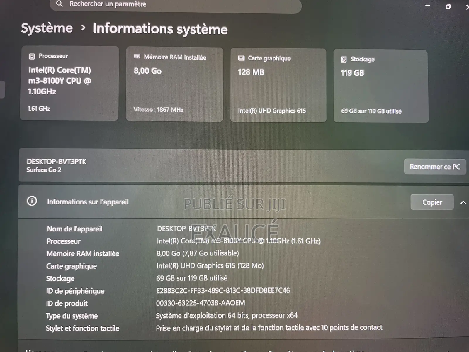Nouveau Microsoft Surface Go 2 8GB Intel Core M3 SSD 128GB