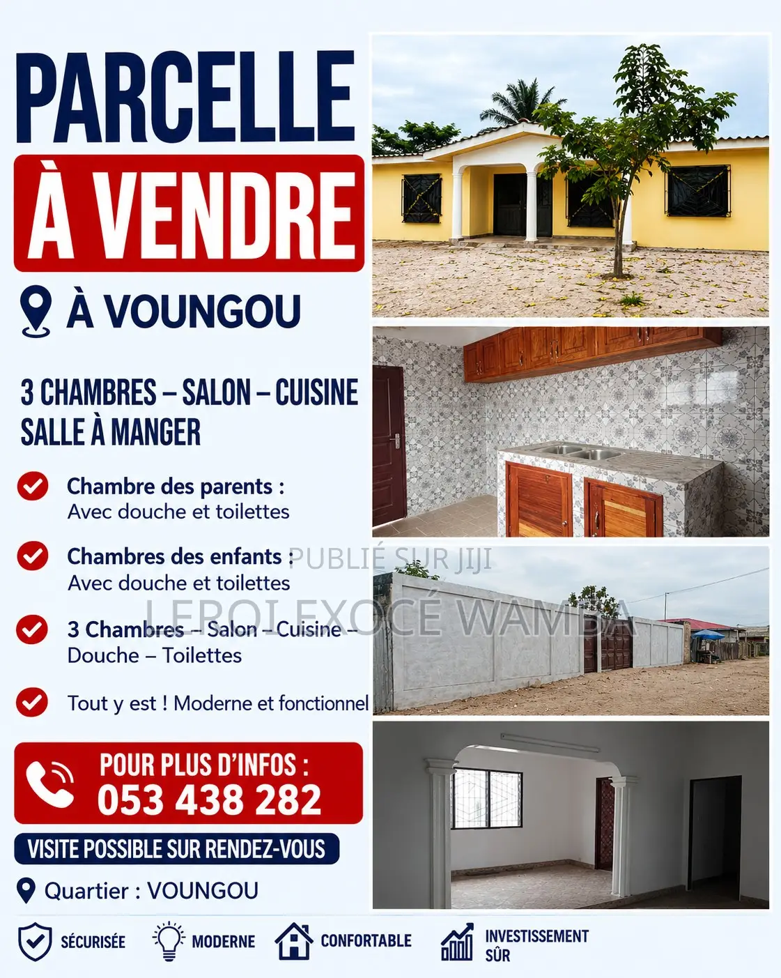 3chbre Appartement dans Wamba Leroi Haniel, Tié-Tié à Vendre