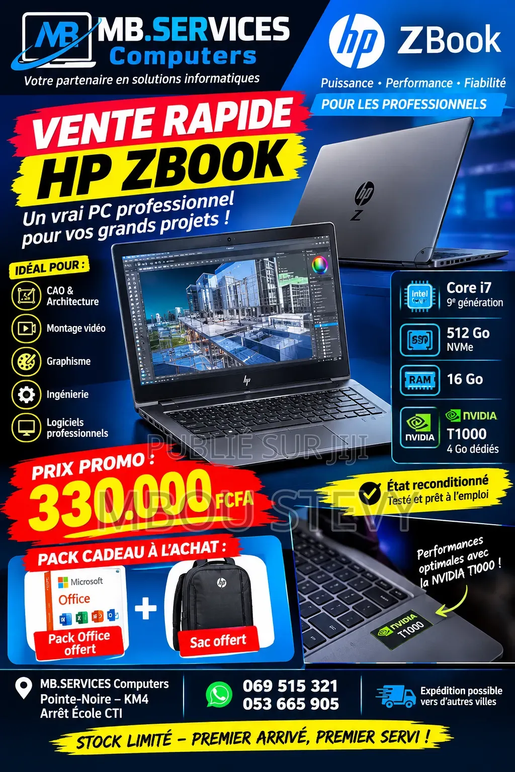 Ordinateur portable HP ZBook 15 G6 16GB Nvidia SSD 512GB
