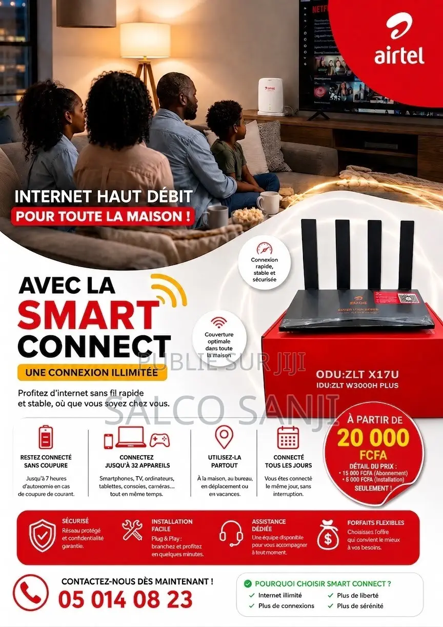 Routeur Airtel Smart Connect - Haut Débit + Onduleur (Autonomie 7h)