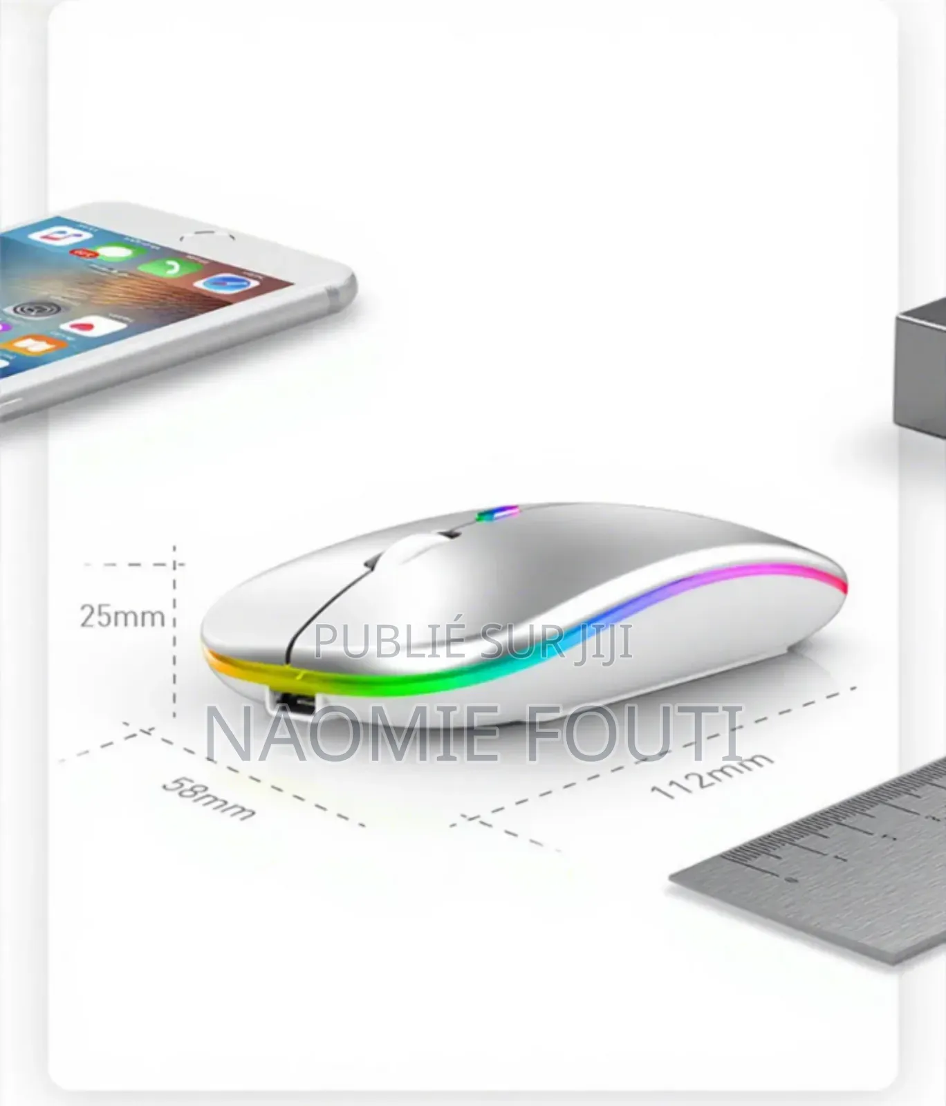 Souris ergonomiques sans fil 2,4G BT USB rechargeable