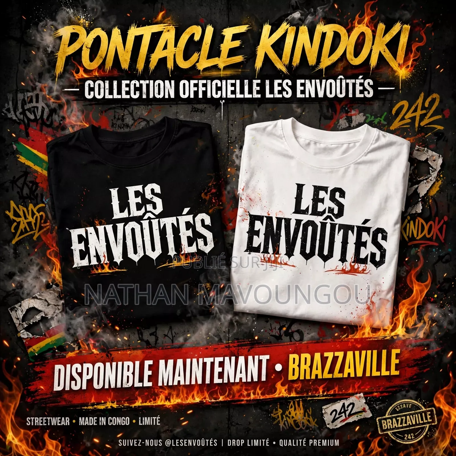 T-Shirts Les Envoûtés Dessin Argenté Streetwear Congo