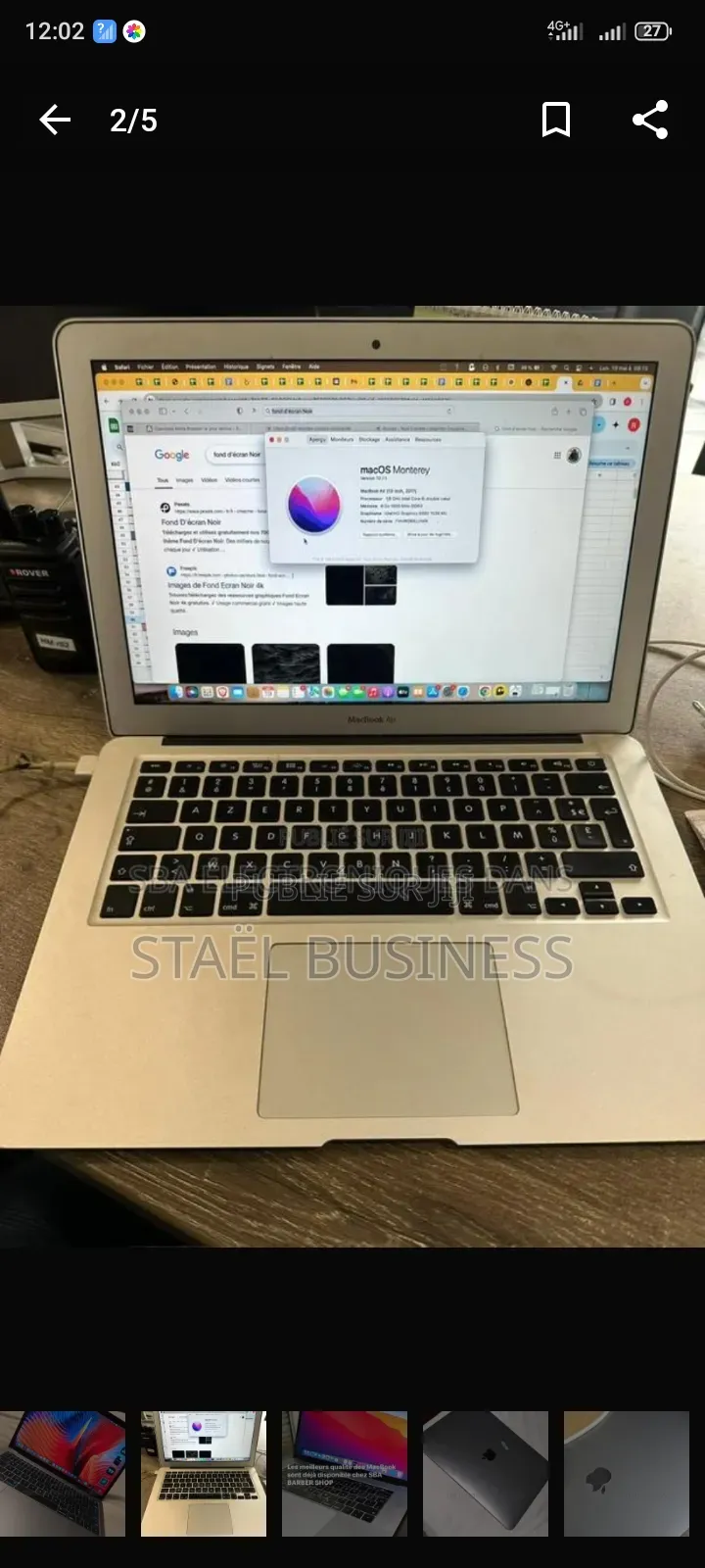 Ordinateur portable Apple MacBook Air 2017 16GB Intel Core i7 SSD 256GB