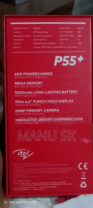 New Itel P55 Plus 256 GB Gris