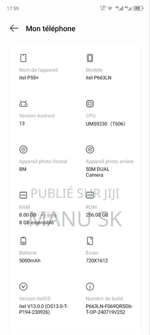 New Itel P55 Plus 256 GB Gris