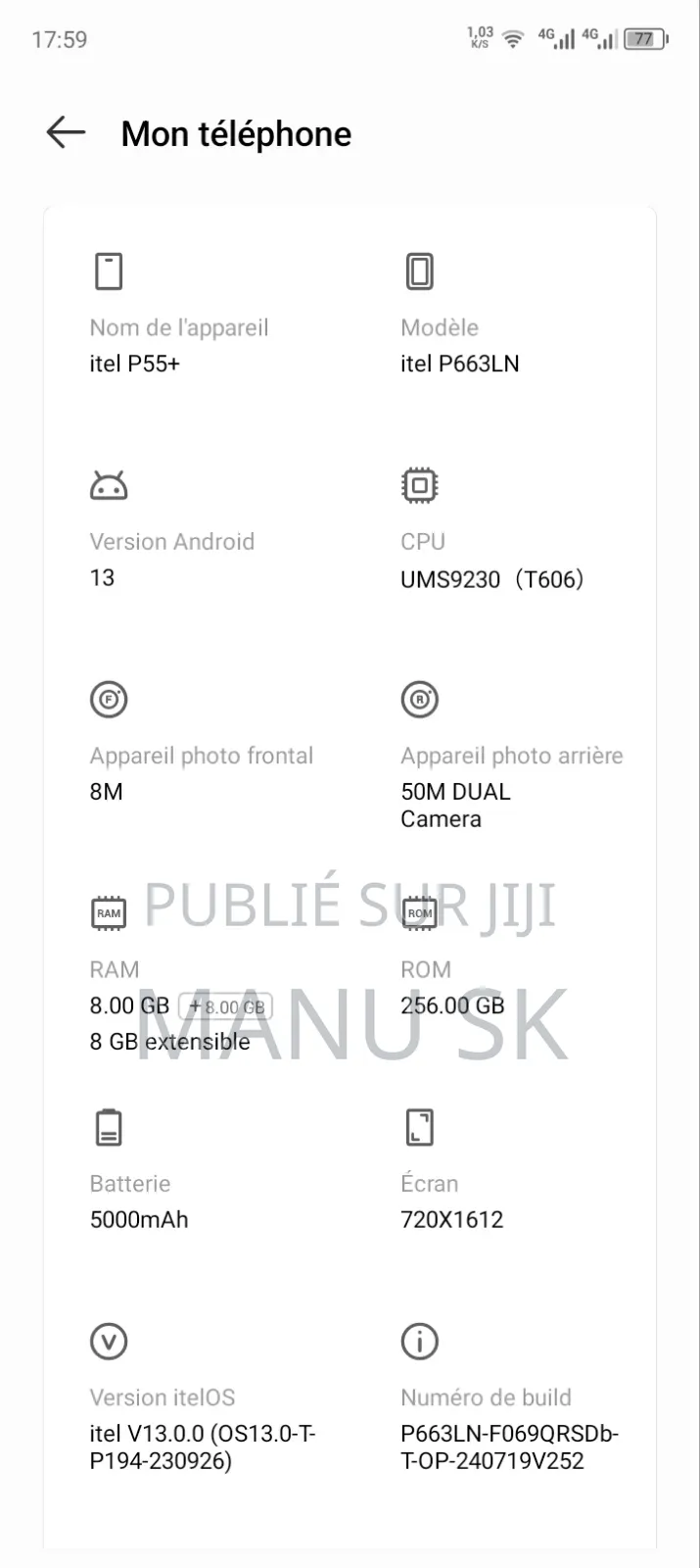 New Itel P55 Plus 256 GB Gris