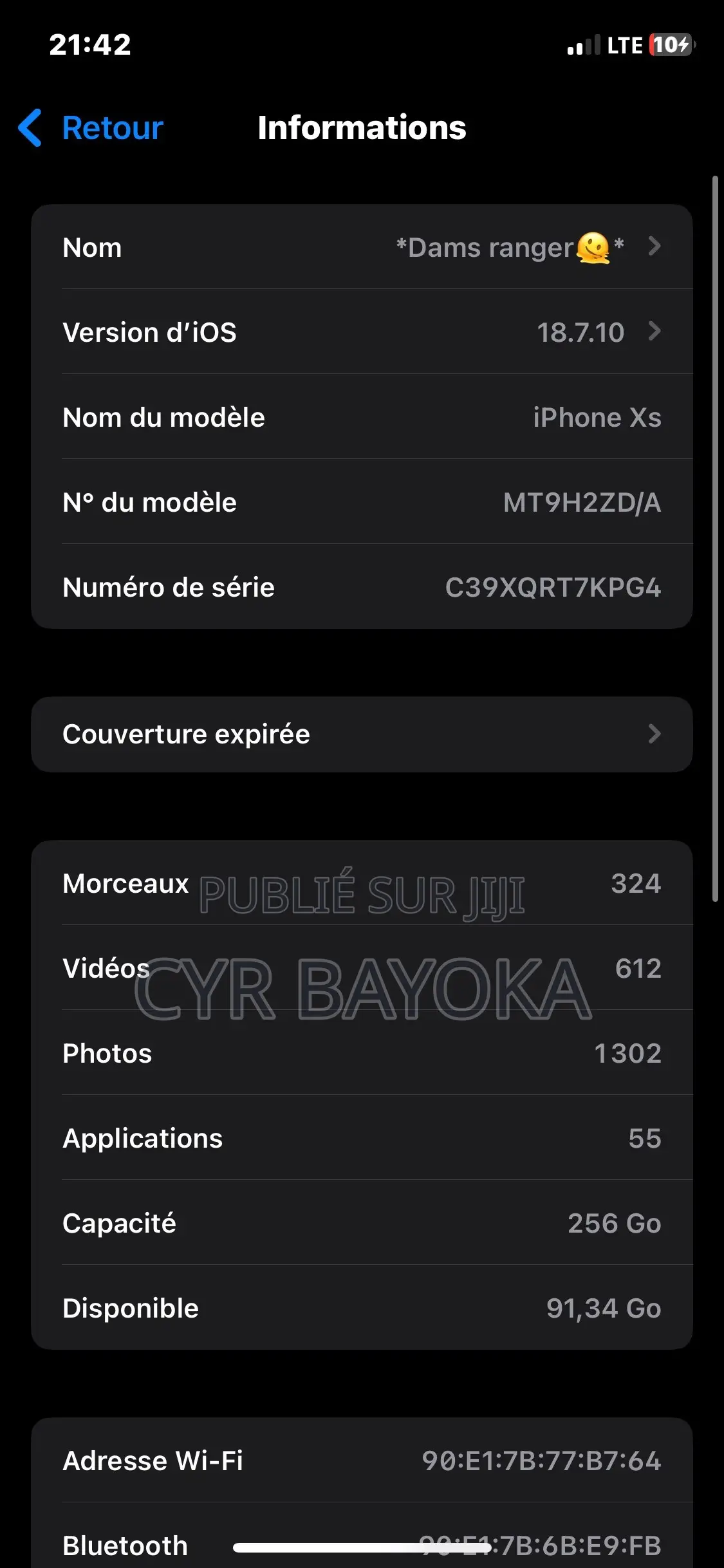 Apple iPhone XS 256 GB Noir