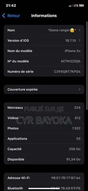 Apple iPhone XS 256 GB Noir
