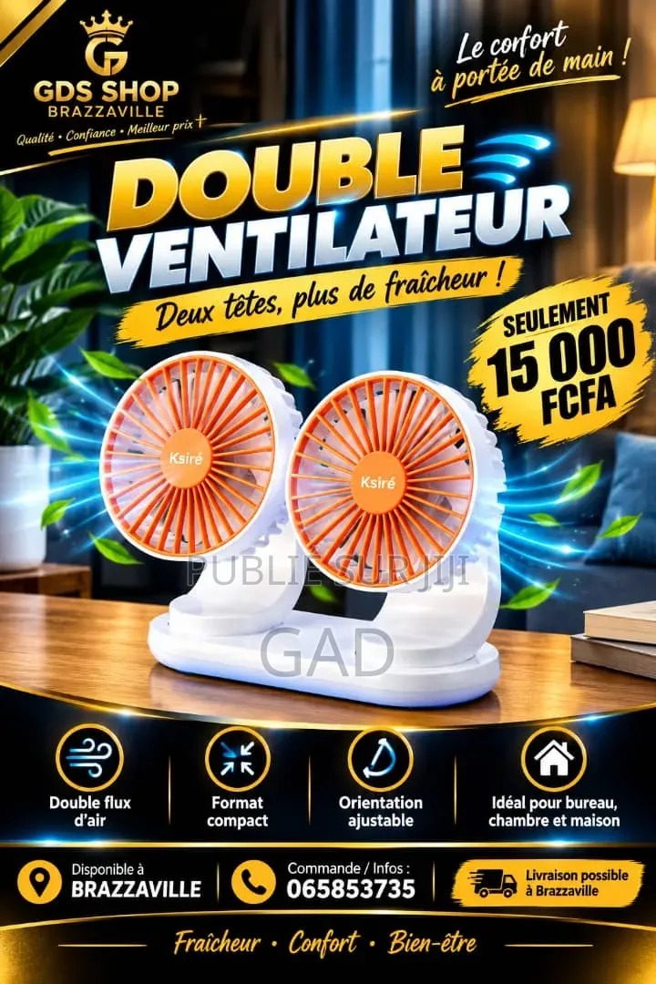 Ventilateur Rechargeable Double Tête