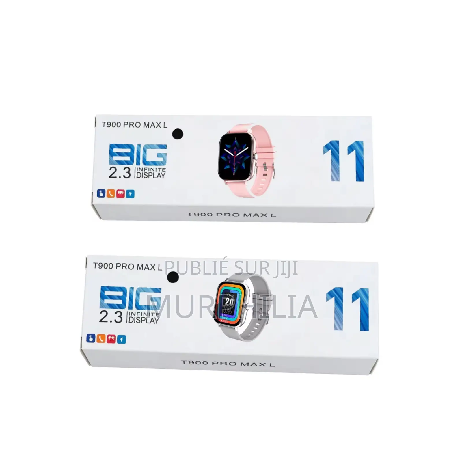  Montre Connectée BIG 11 – Noir, Blanc Et Rose