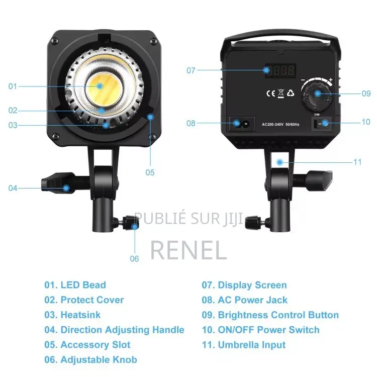 Led 120w+box+trépied Solide