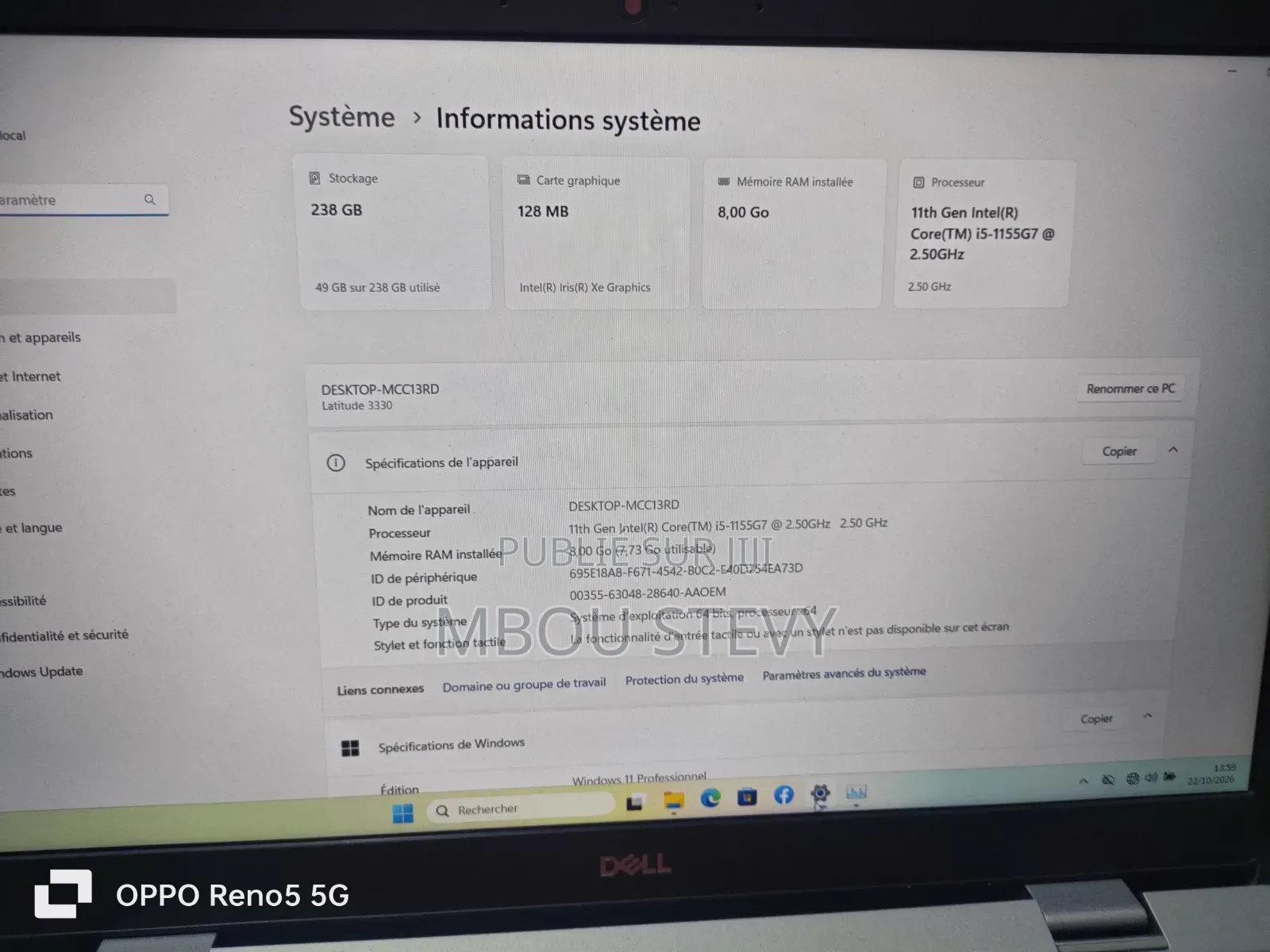 Ordinateur portable Dell Latitude 3330 8GB Intel Core i5 SSD 256GB