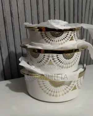 Ensemble De 3 Saladiers en Céramique Blanche - Motif Roses