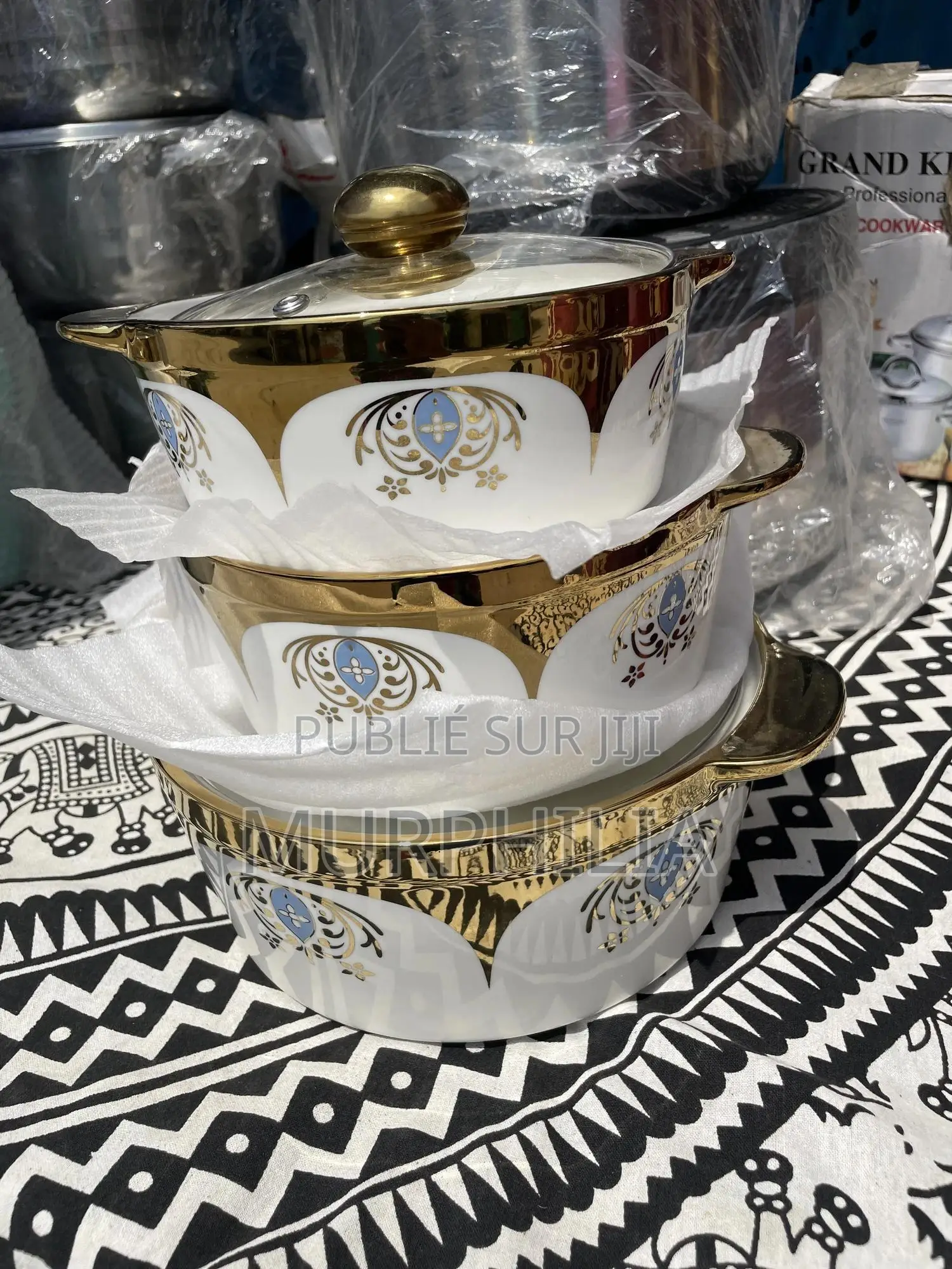 Ensemble De 3 Saladiers en Céramique Blanche - Motif Roses