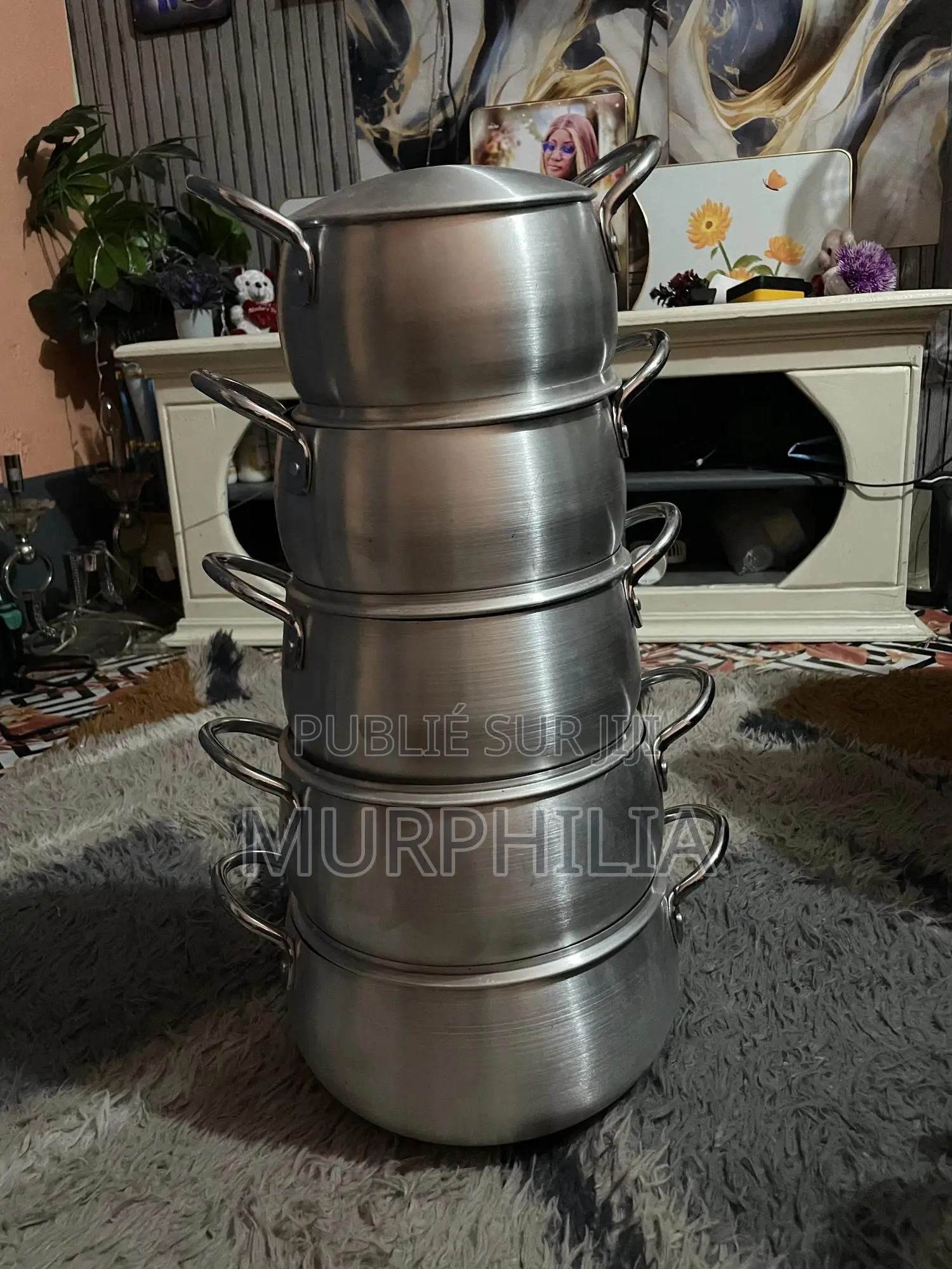 Jeu De 5 Marmites en Aluminium Robuste - Très Bon État