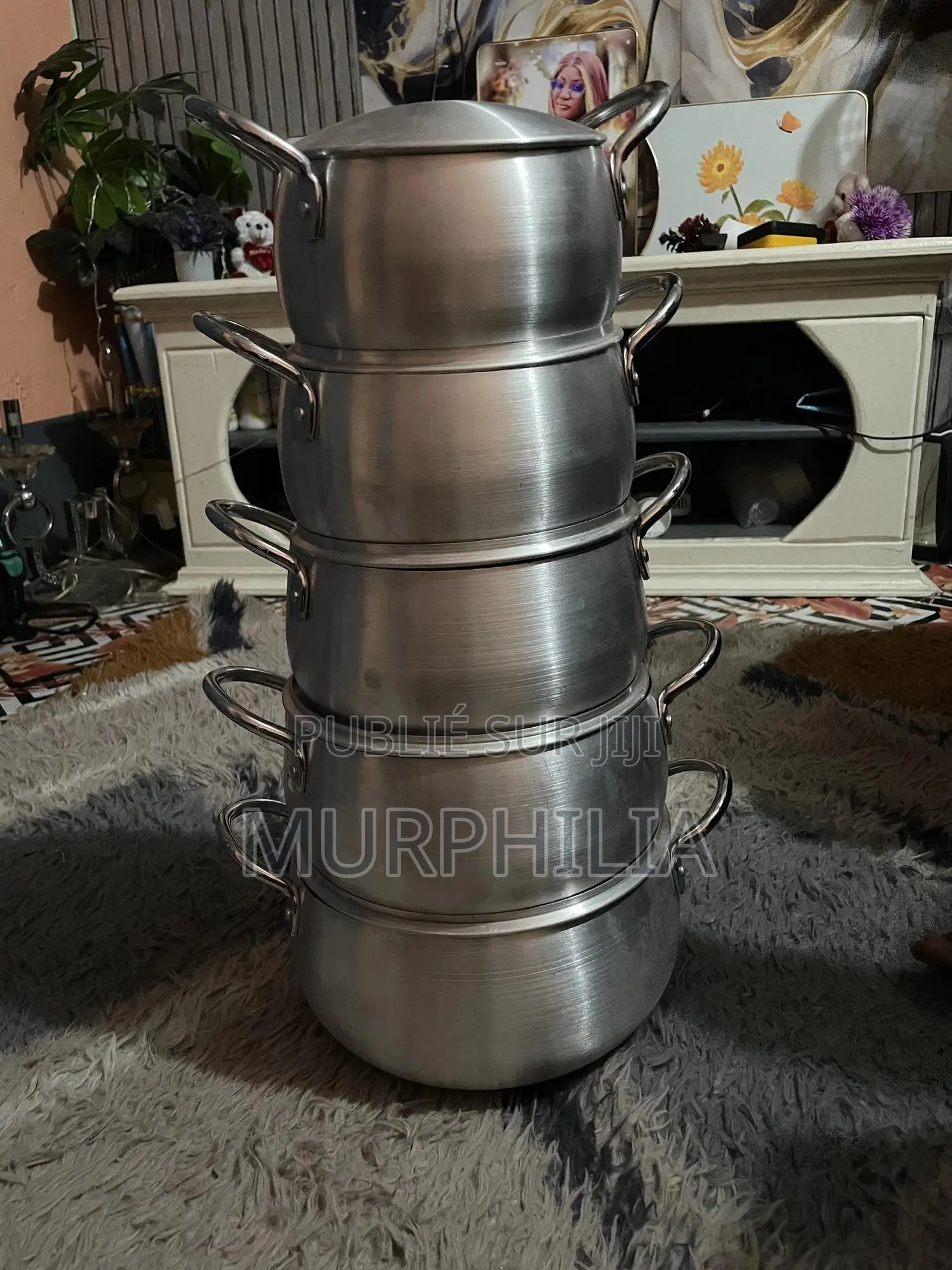 Jeu De 5 Marmites en Aluminium Robuste - Très Bon État