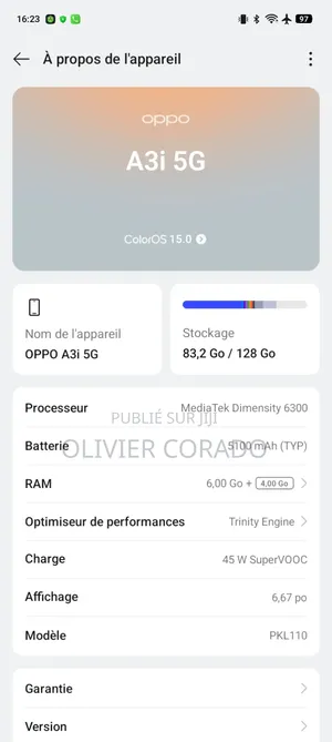 Nouveau Oppo A3 Pro 5G 128 GB Noir