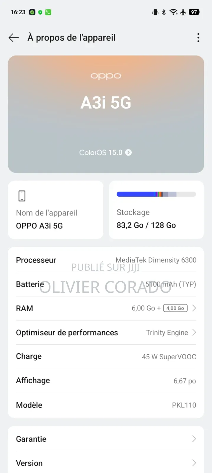 Nouveau Oppo A3 Pro 5G 128 GB Noir