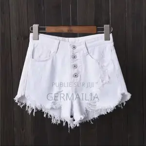 Culotte Jeans Blanc Taille Haute