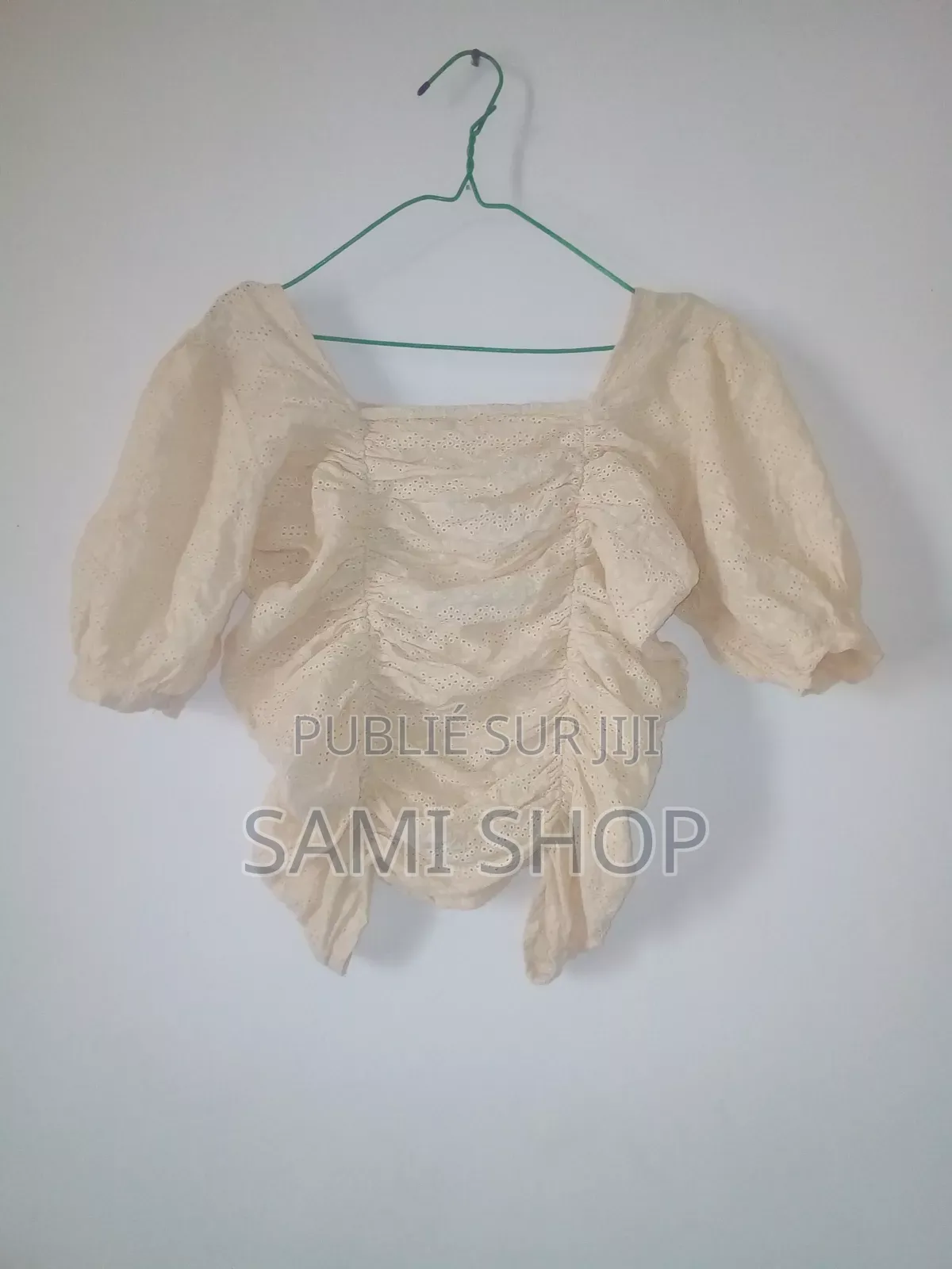 Magnifique Haut Crème Texturé-Manches Bouffantes-Taille Unique Xs