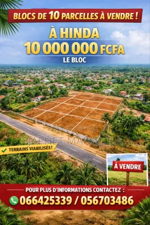 Parcelles Et Blocs De Terrains a Vendre Au Plateau Hinda