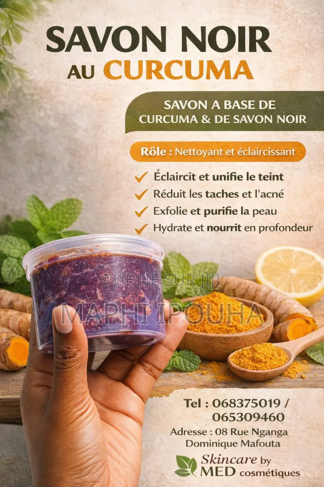 Savon Noir Au Curcuma Tout Type De Peau