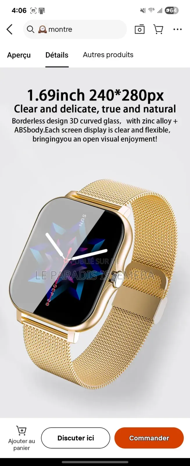 Montre Intelligente Élégante Appels Bluetooth