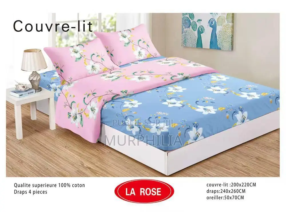 Titre : Promotion 8 Mars : Ensemble Couvre-lit 5 Pièces - 100% Coton