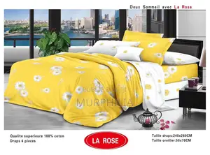 Titre : Promo 8 Mars : Ensemble De Lit 4 Pièces - 100% Coton